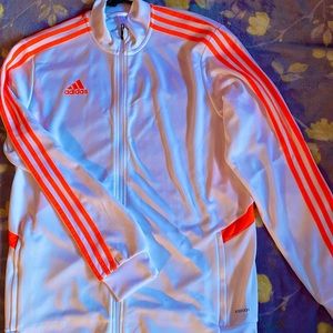 White and Orange Stripped Adidas Men’s Tricot